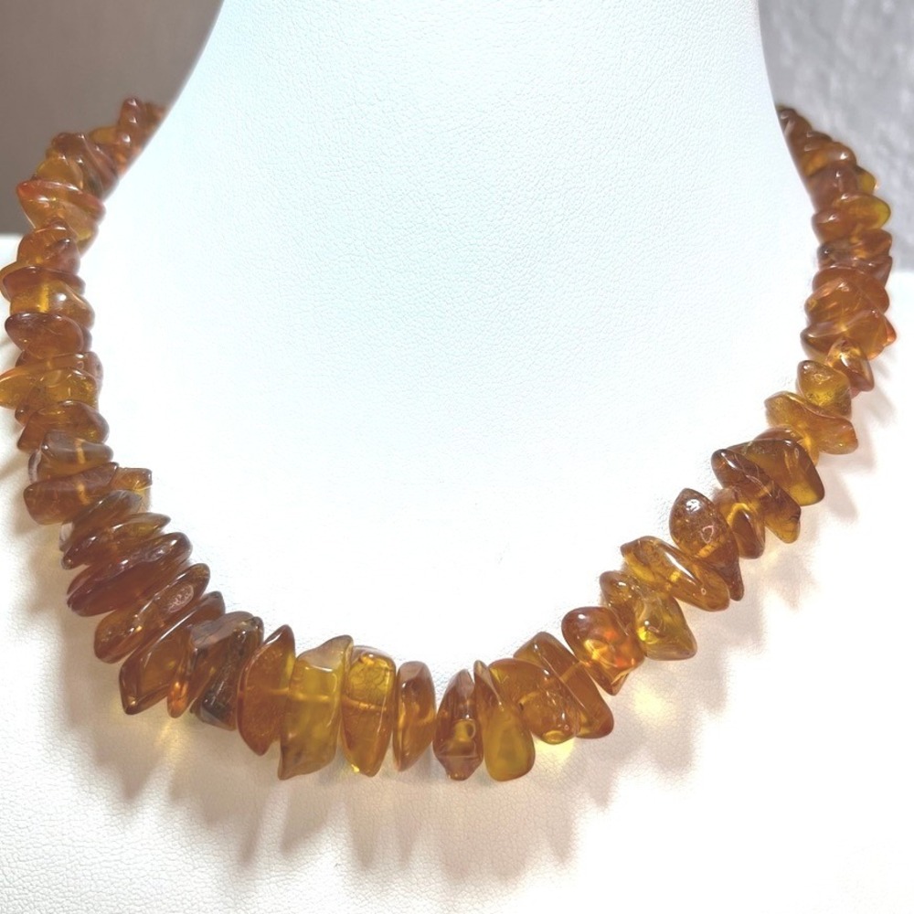 Vintage Baltic Amber Nugget Necklace Honey Yellow Cognac Barrel Clasp 31g 16 - Picture 8 of 11